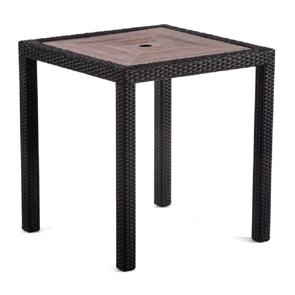 Product photograph of Arlo Teak Polyresin Square Dining Table With Black Weave from Furniture in Fashion