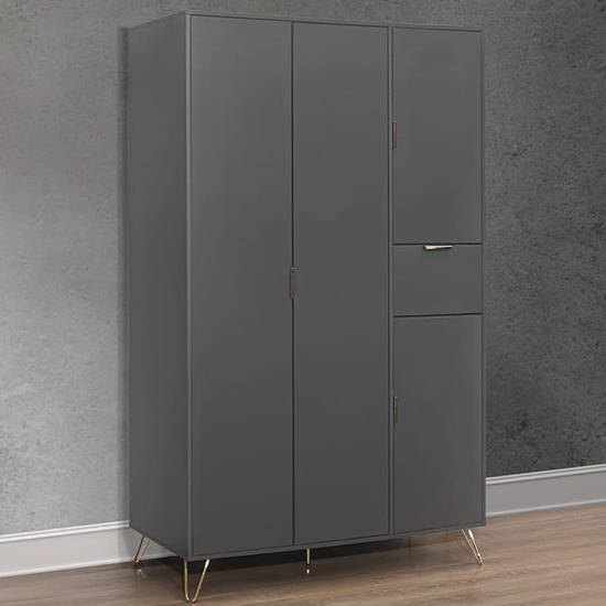 Photo of Aral wooden wardrobe with 4 doors in charcoal