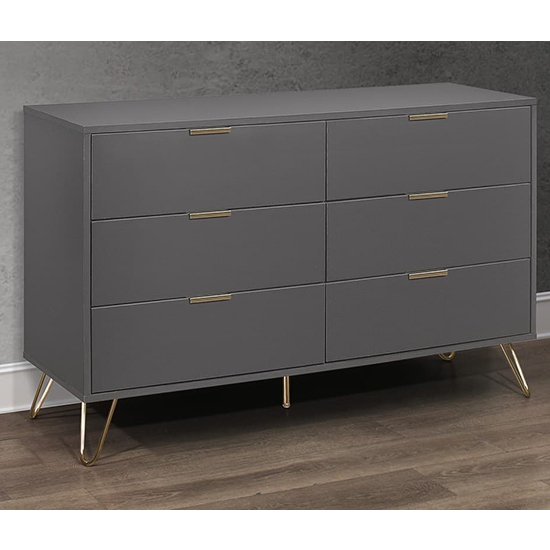 Photo of Aral wooden chest of 6 drawers in charcoal