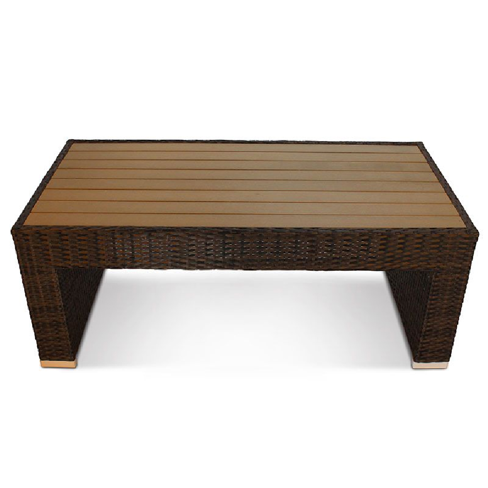 Arlo Wooden Top Coffee Table With Rattan Base