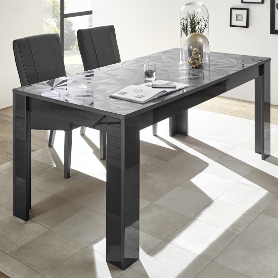 Photo of Arlon modern dining table rectangular in grey high gloss