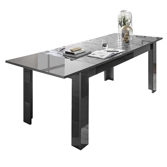 Product photograph of Arlon Extending High Gloss Dining Table In Grey from Furniture in Fashion