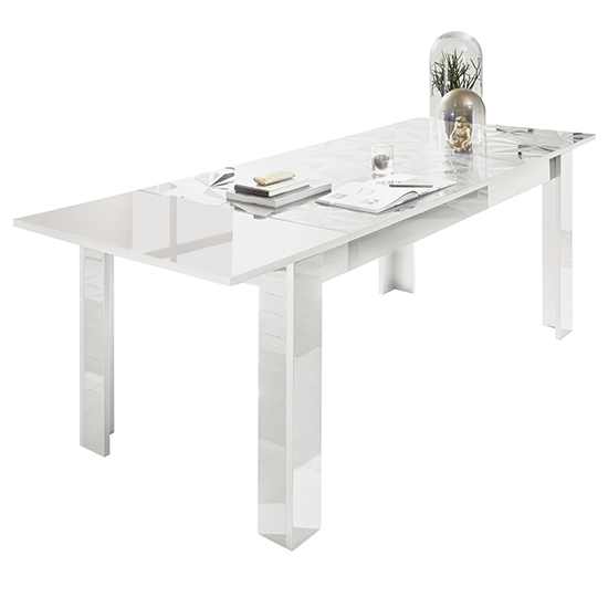 Photo of Arlon extending high gloss dining table in white