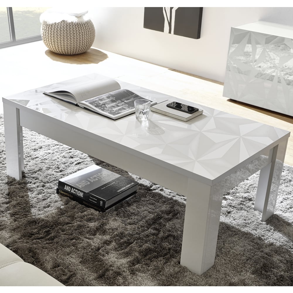 Arlon High Gloss Rectangular Coffee Table In White