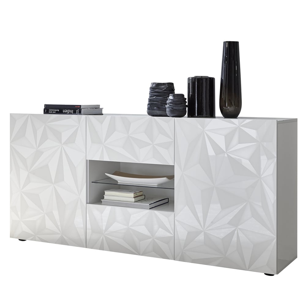 Arlon High Gloss Sideboard With 2 Doors 2 Drawers In White