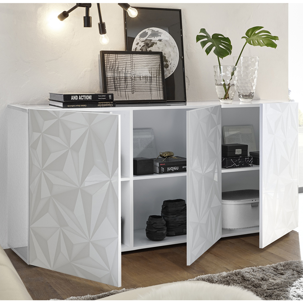 Arlon High Gloss Sideboard With 3 Doors In White
