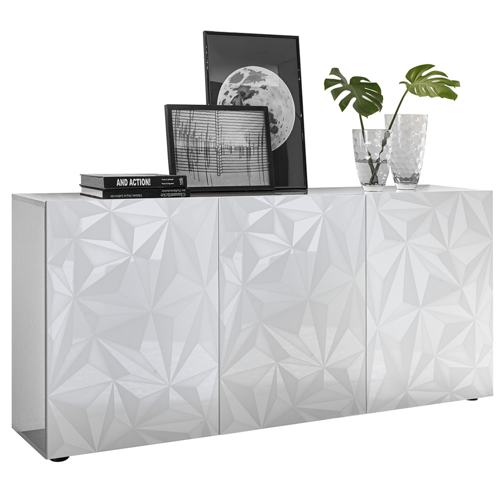 Arlon High Gloss Sideboard With 3 Doors In White