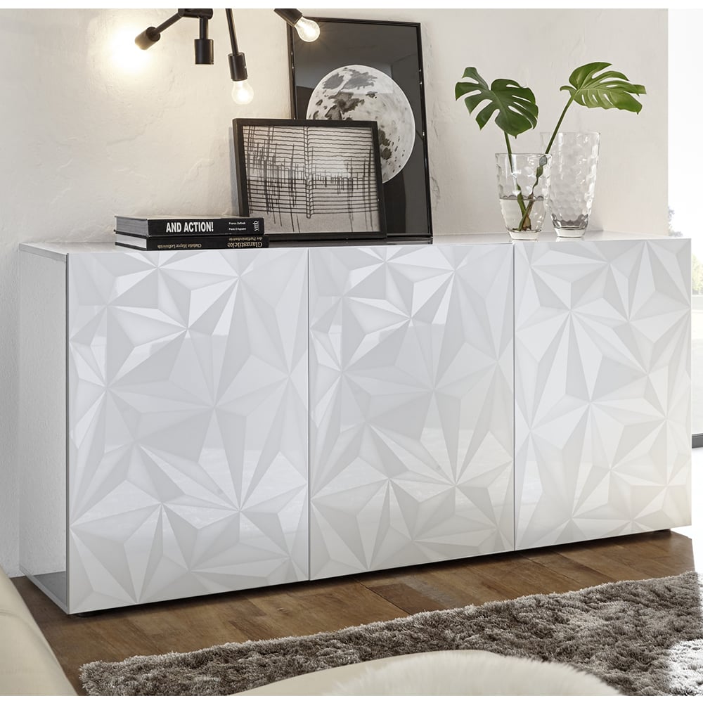 Arlon High Gloss Sideboard With 3 Doors In White