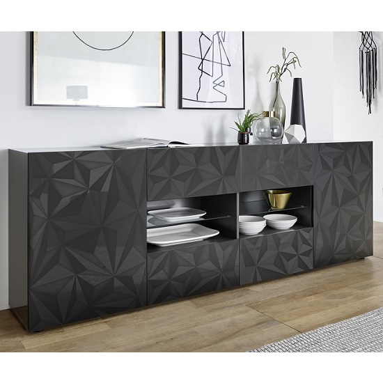 Photo of Arlon large sideboard in grey high gloss with 2 doors