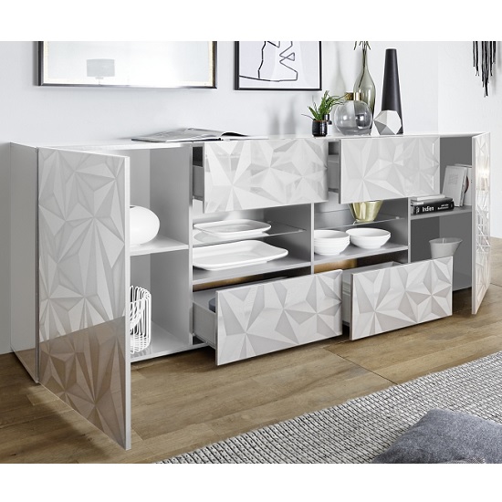 Arlon Large Sideboard In White High Gloss With 2 Doors With LED_2