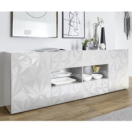 Photo of Arlon large sideboard in white high gloss with 2 doors with led