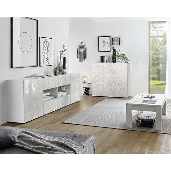 Arlon Large Sideboard In White High Gloss With 2 Doors With LED_4