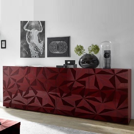 Product photograph of Arlon Modern Large Sideboard In Red High Gloss With 4 Doors from Furniture in Fashion