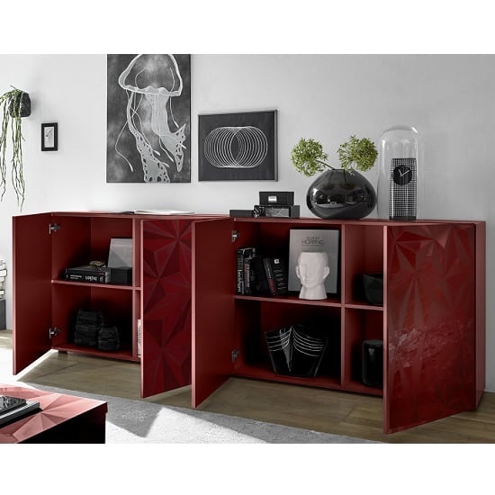 Arlon Modern Large Sideboard In Red High Gloss With 4 Doors_2