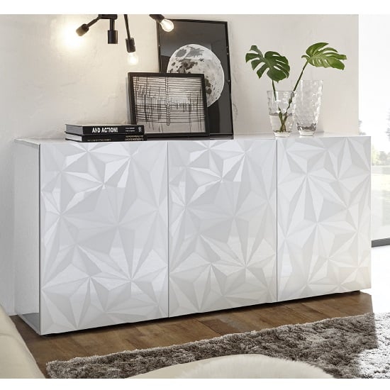 Product photograph of Arlon Modern Sideboard In White High Gloss With 3 Doors from Furniture in Fashion