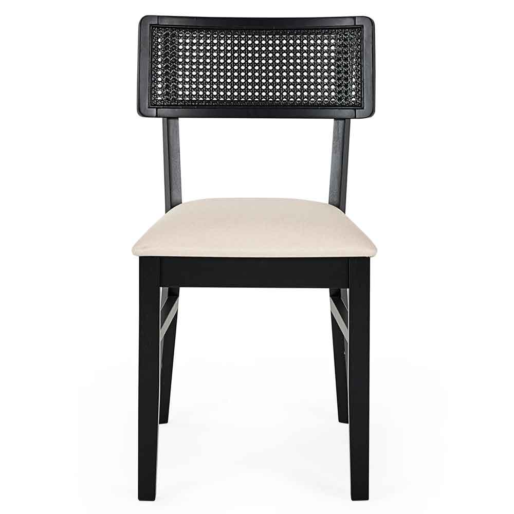 Arlune Satin Black Wooden Dining Chairs in Pair