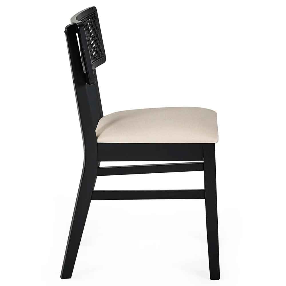 Arlune Satin Black Wooden Dining Chairs in Pair
