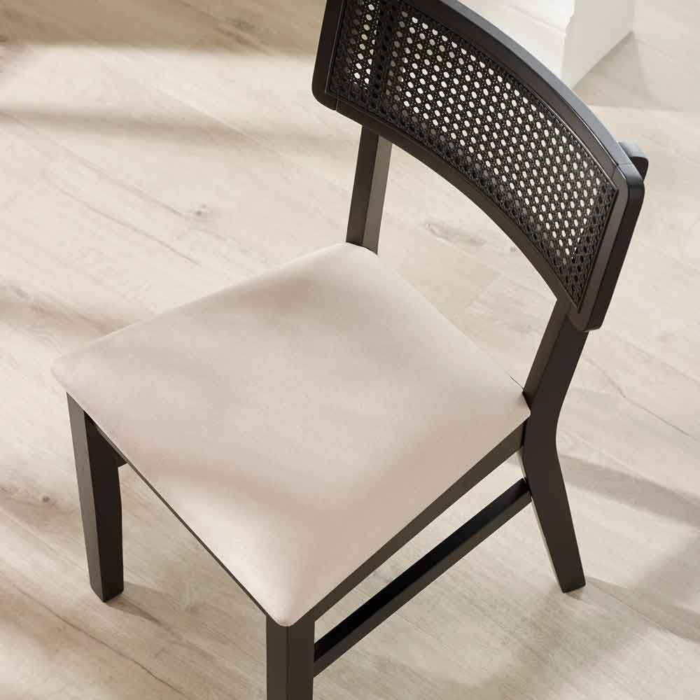 Arlune Satin Black Wooden Dining Chairs in Pair