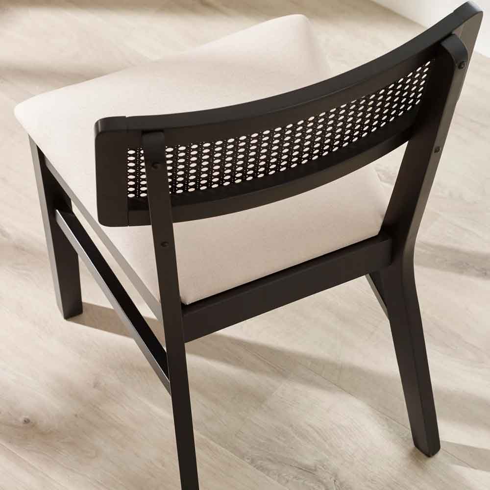 Arlune Satin Black Wooden Dining Chairs in Pair