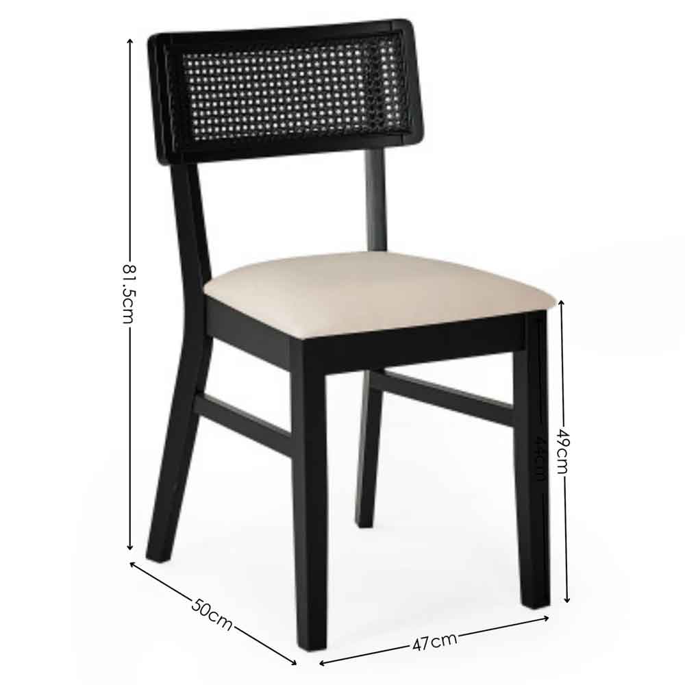 Arlune Satin Black Wooden Dining Chairs in Pair
