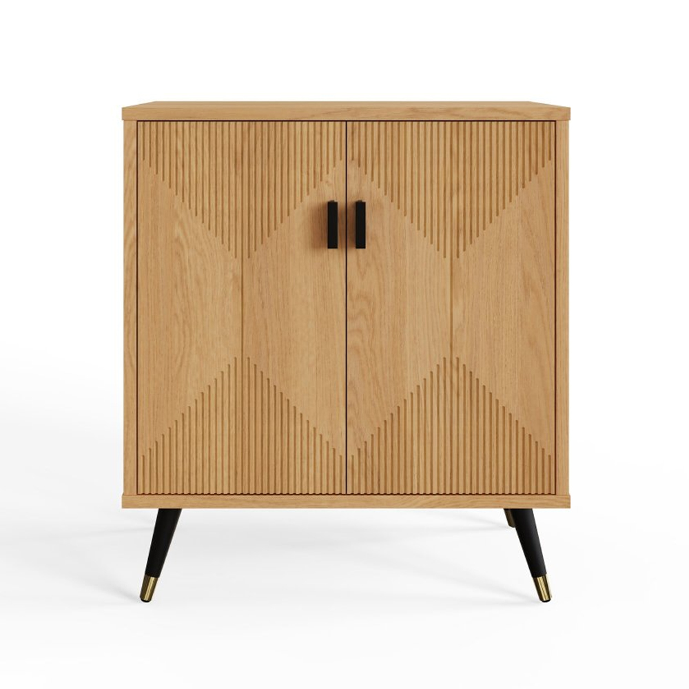 Arluneo Wooden Storage Cabinet with 2 Doors in Oak