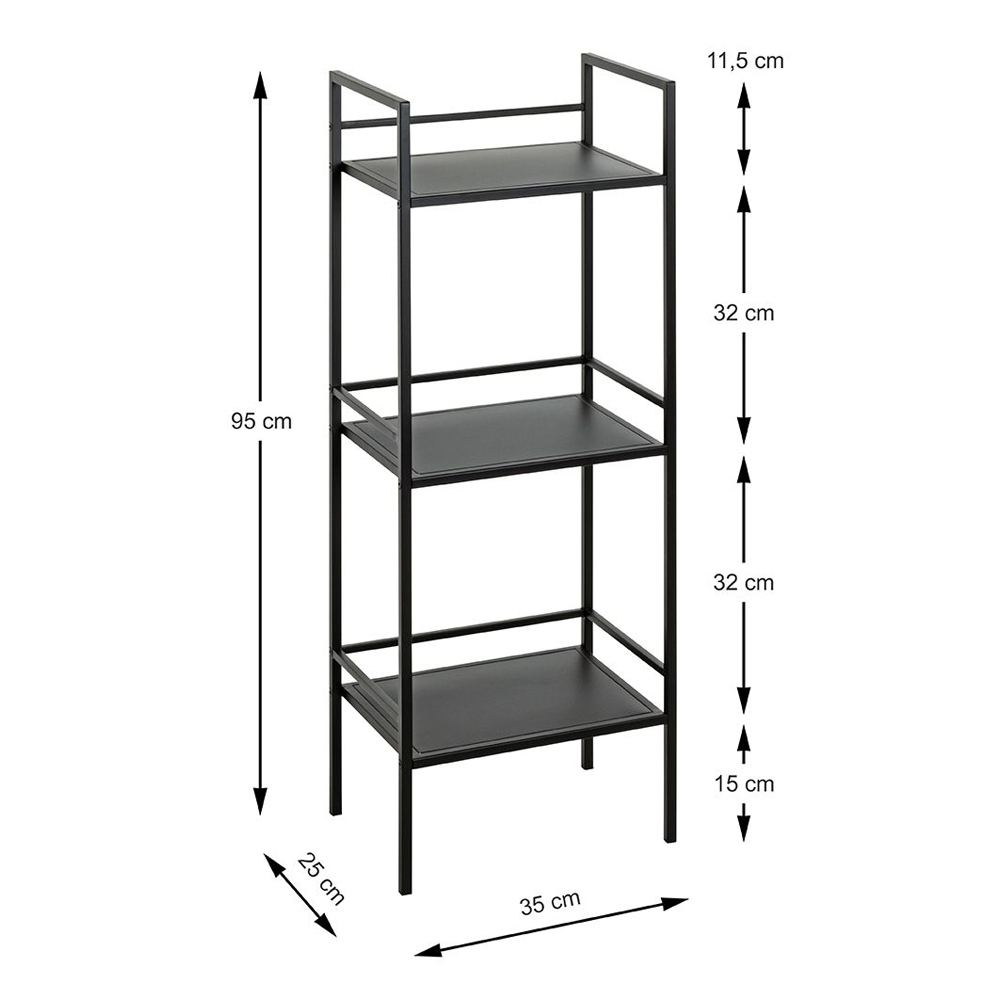 Armada Metal Shelving Unit With 3 Shelves In Black