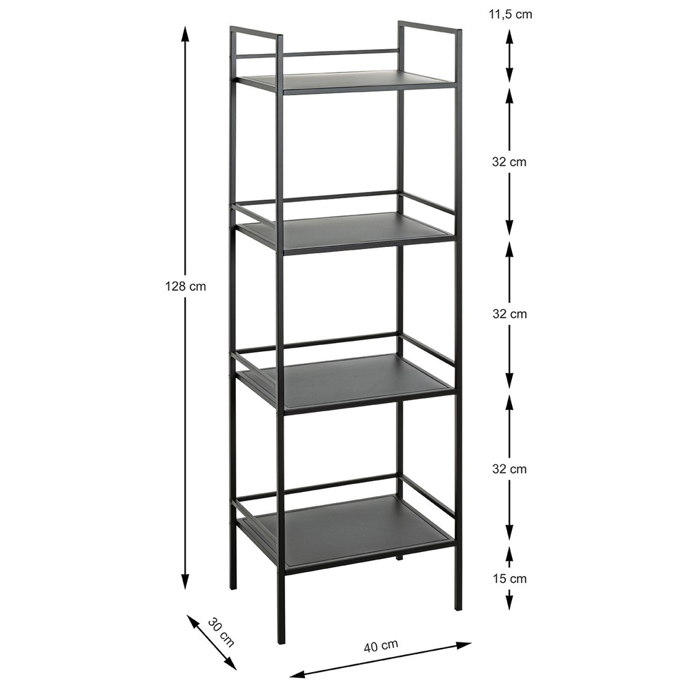 Armada Metal Shelving Unit With 4 Shelves In Black