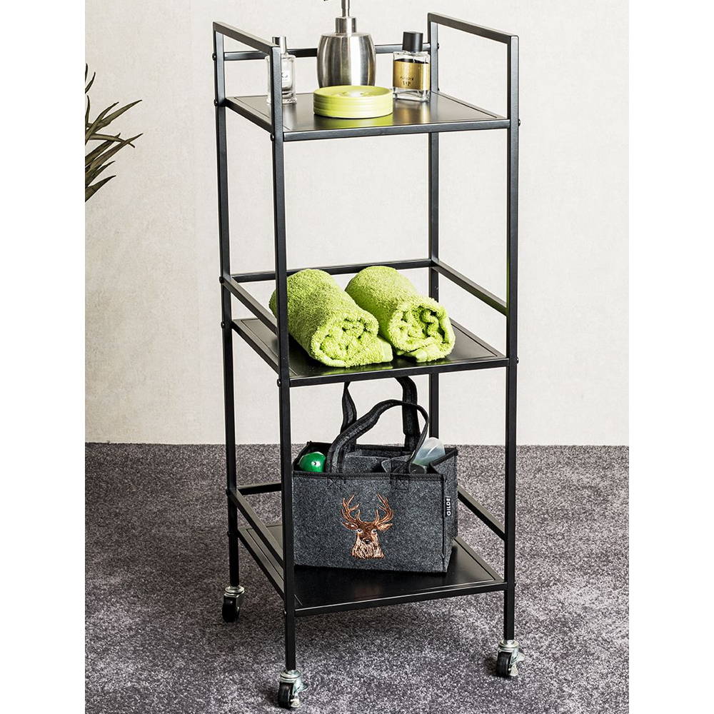 Armada Metal Shelving Unit With Wheels In Black