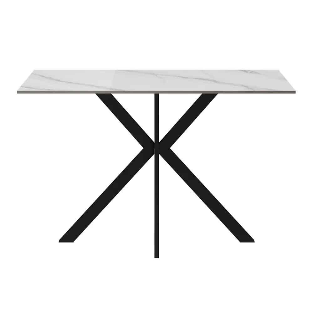 Armada Rectangular Ceramic Console Table In White Marble Effect