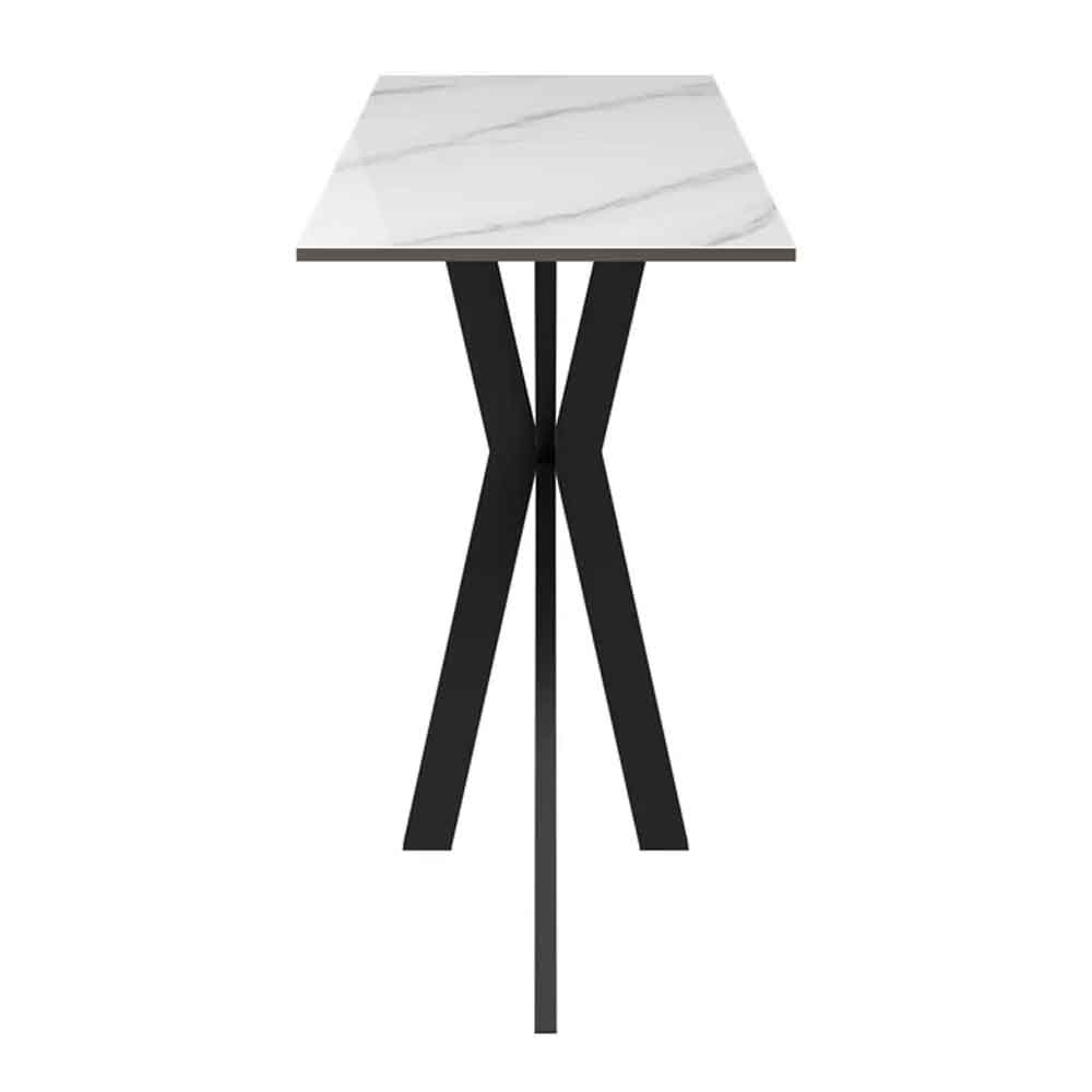 Armada Rectangular Ceramic Console Table In White Marble Effect
