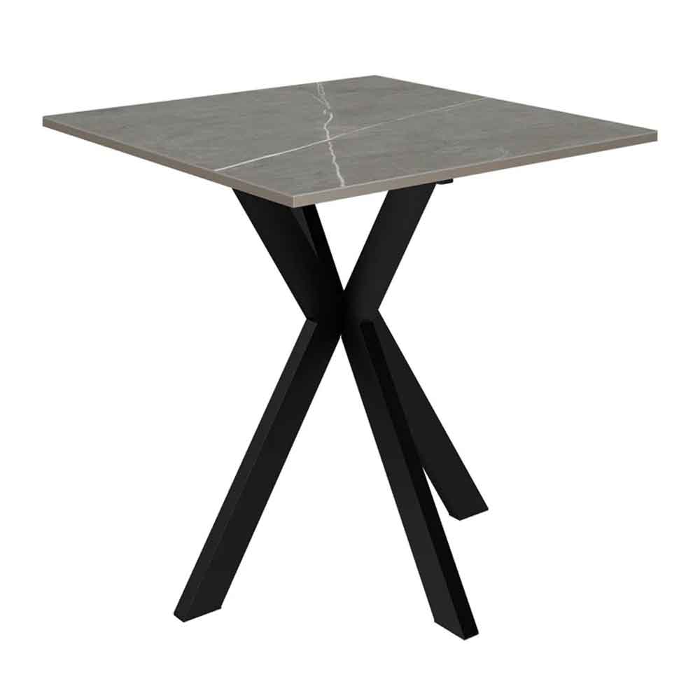 Armada Square Ceramic Side Table In Matte Grey