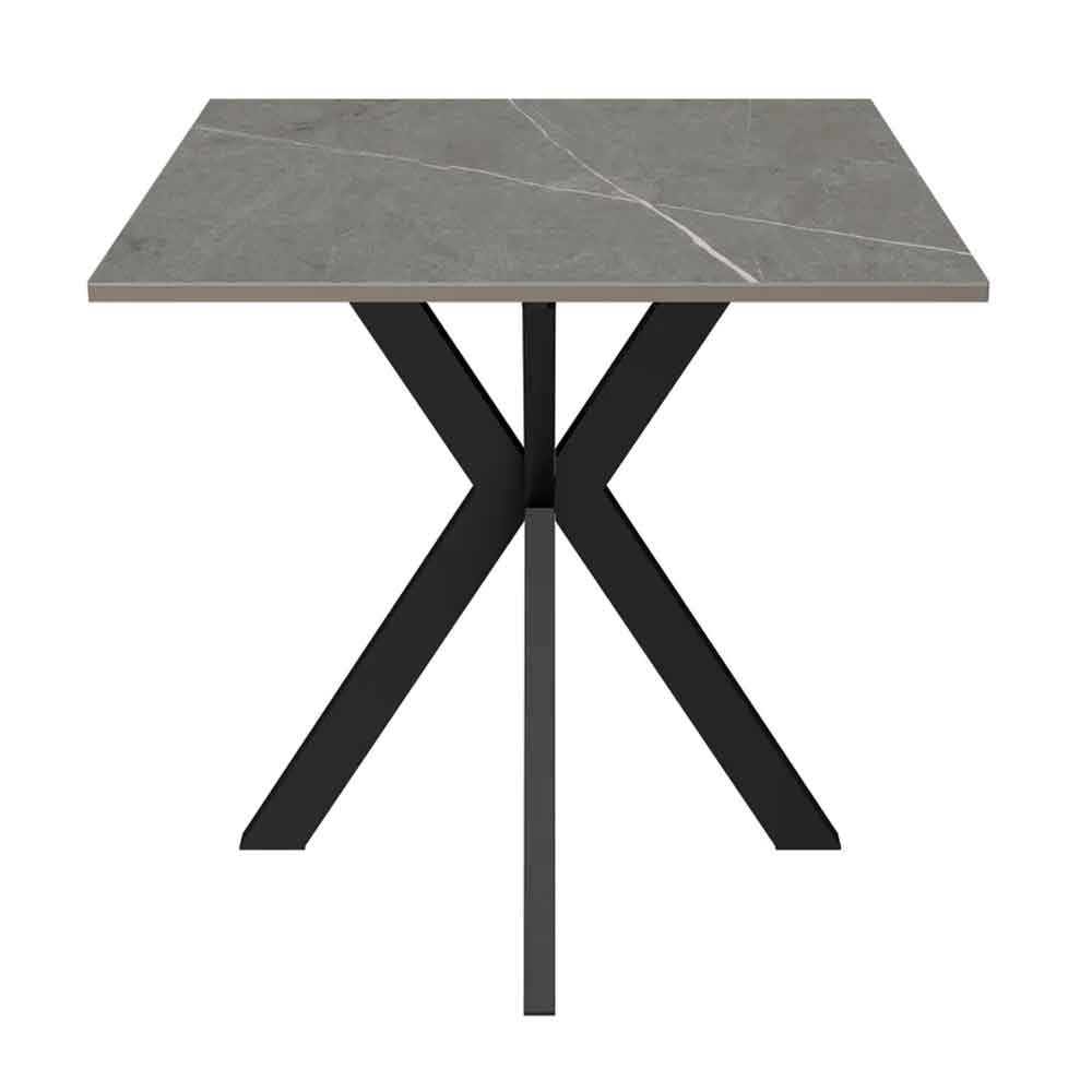 Armada Square Ceramic Side Table In Matte Grey