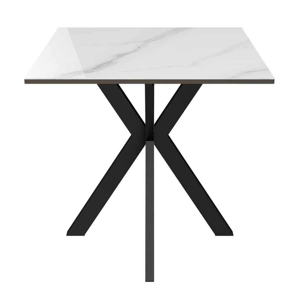 Armada Square Ceramic Side Table In White Marble Effect