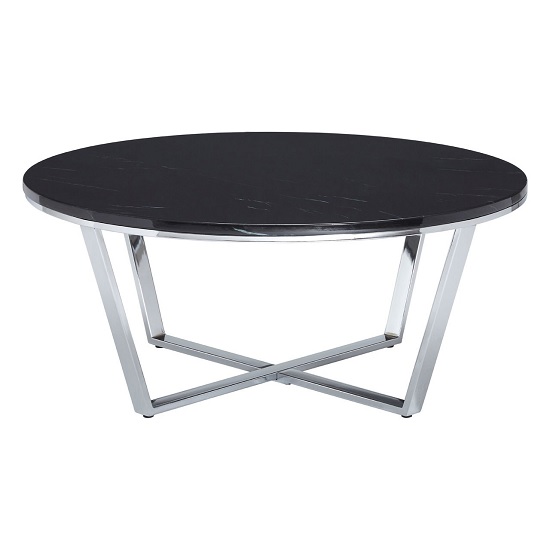 Read more about Armenia faux marble coffee table round in black and chrome legs