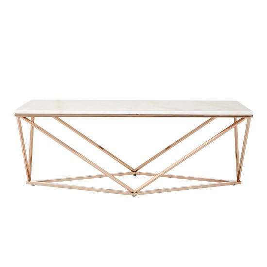 Armenia Faux Marble Coffee Table In White And Champagne Gold