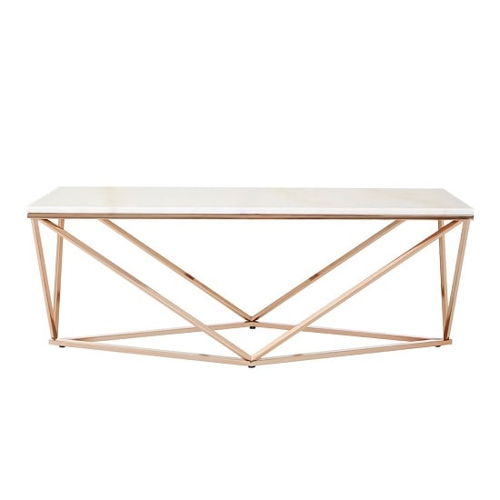 Product photograph of Armenia Faux Marble Coffee Table In White And Champagne Gold from Furniture in Fashion