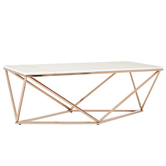 Armenia Faux Marble Coffee Table In White And Champagne Gold_2