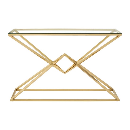 Armenia Glass Console Table With Champagne Gold Steel Frame_3