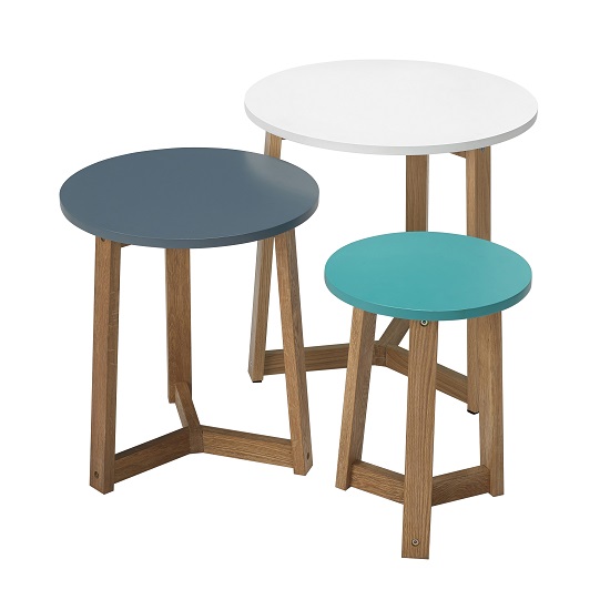 Jaspo Wooden Nest of 3 Tables Round In Multicolor_2
