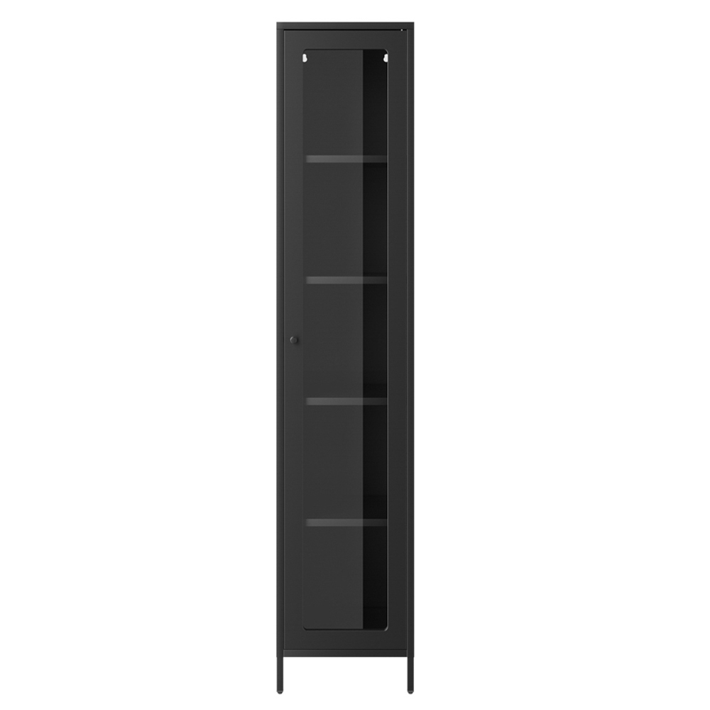 Armentia Steel Display Cabinet With 1 Glass Door - Black