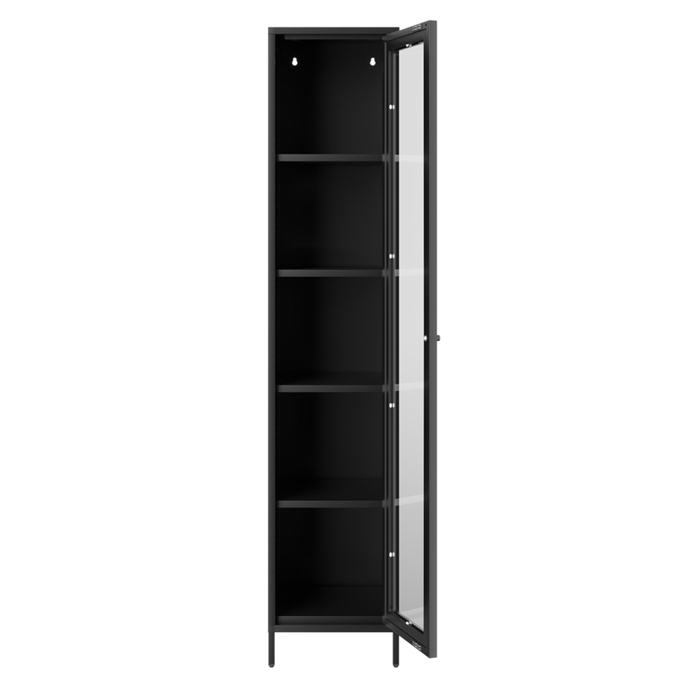 Armentia Steel Display Cabinet With 1 Glass Door - Black