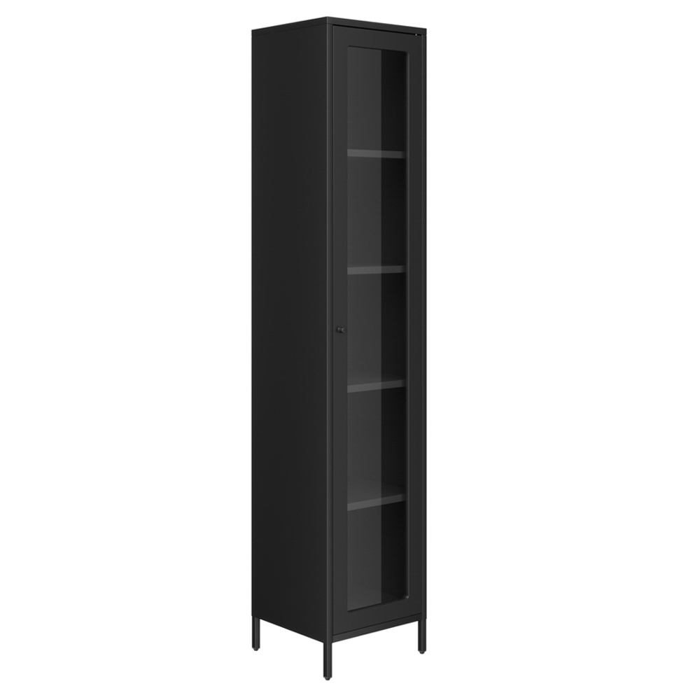 Armentia Steel Display Cabinet With 1 Glass Door - Black