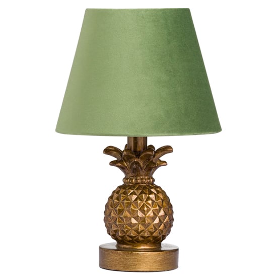 Arminian Pineapple Table Lamp In Antique Gold With Green Shade