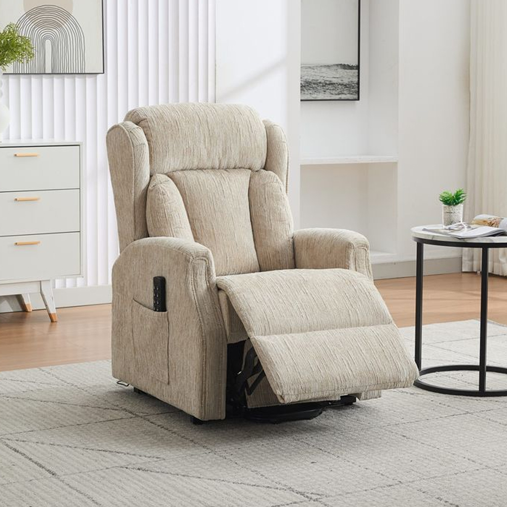 Armino Fabric Quadruple Motor Recliner Chair in Natural