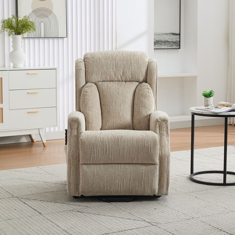 Armino Fabric Quadruple Motor Recliner Chair in Natural