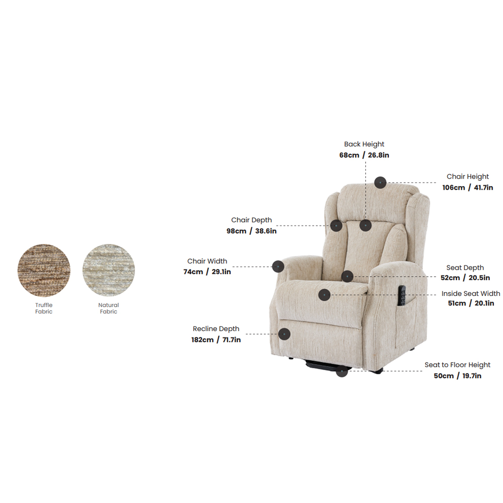 Armino Fabric Quadruple Motor Recliner Chair in Natural