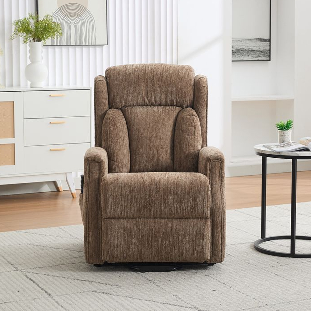 Armino Fabric Quadruple Motor Recliner Chair in Truffle