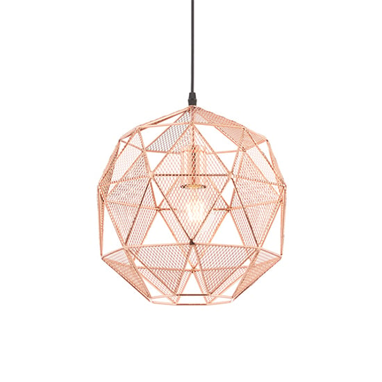 Armour Steel Ceiling Pendant Light In Copper