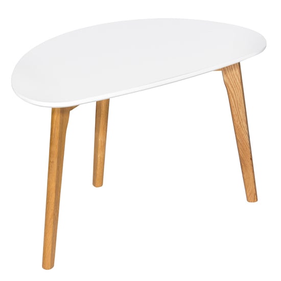 Armscote Wooden Coffee Table In White With Solid Oak Legs