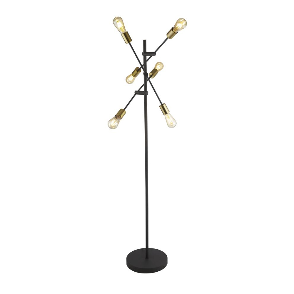 Read more about Armstrong 6 light floor lamp in black and satin brass